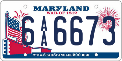 MD license plate 6AA6673