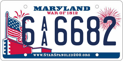 MD license plate 6AA6682