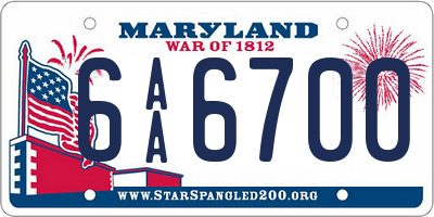 MD license plate 6AA6700