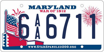 MD license plate 6AA6711