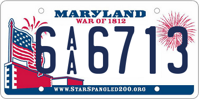 MD license plate 6AA6713