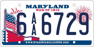 MD license plate 6AA6729