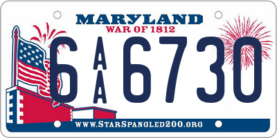 MD license plate 6AA6730