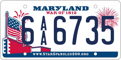 MD license plate 6AA6735