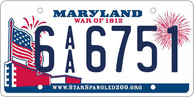 MD license plate 6AA6751