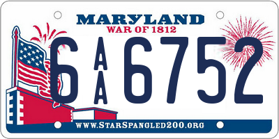 MD license plate 6AA6752