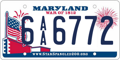MD license plate 6AA6772