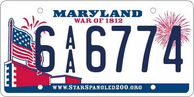 MD license plate 6AA6774