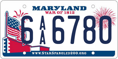 MD license plate 6AA6780