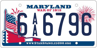 MD license plate 6AA6796