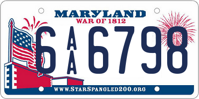 MD license plate 6AA6798