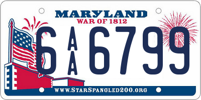 MD license plate 6AA6799