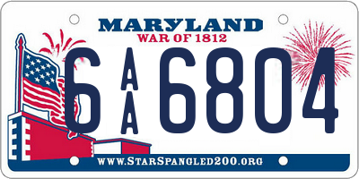 MD license plate 6AA6804