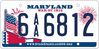 MD license plate 6AA6812