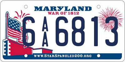 MD license plate 6AA6813