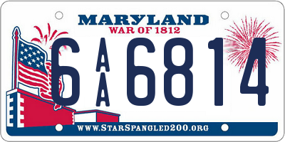 MD license plate 6AA6814