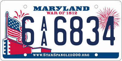 MD license plate 6AA6834