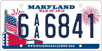 MD license plate 6AA6841