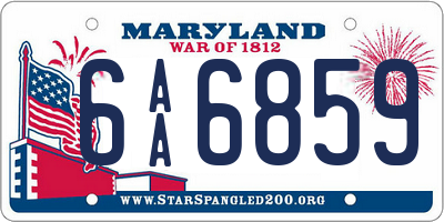 MD license plate 6AA6859