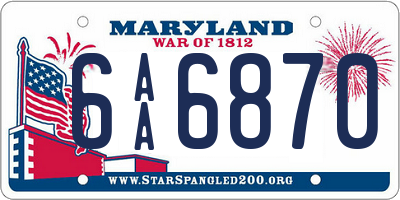 MD license plate 6AA6870