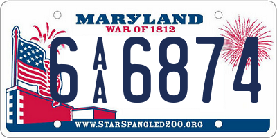 MD license plate 6AA6874