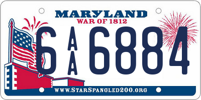 MD license plate 6AA6884