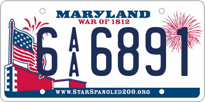 MD license plate 6AA6891
