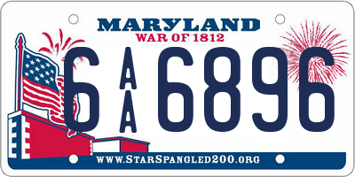 MD license plate 6AA6896