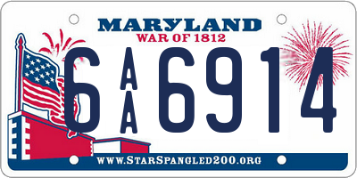 MD license plate 6AA6914