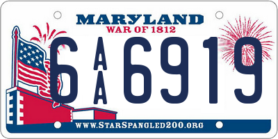 MD license plate 6AA6919