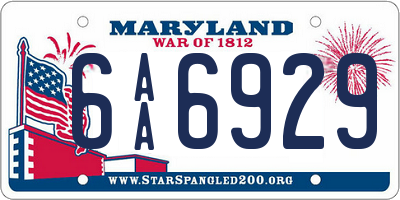 MD license plate 6AA6929