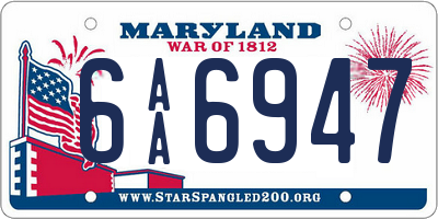 MD license plate 6AA6947