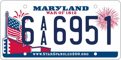 MD license plate 6AA6951