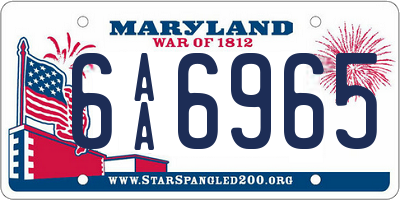 MD license plate 6AA6965