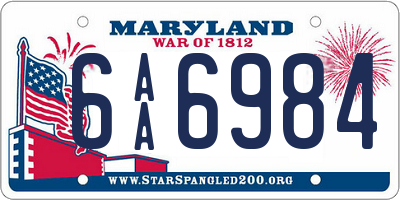 MD license plate 6AA6984