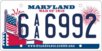 MD license plate 6AA6992