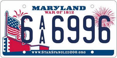 MD license plate 6AA6996