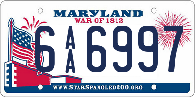 MD license plate 6AA6997