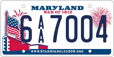 MD license plate 6AA7004