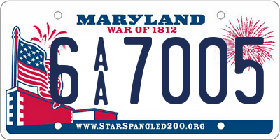 MD license plate 6AA7005