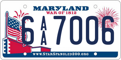 MD license plate 6AA7006