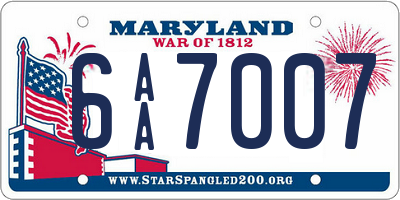 MD license plate 6AA7007