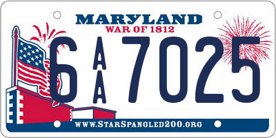 MD license plate 6AA7025