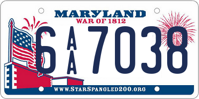 MD license plate 6AA7038