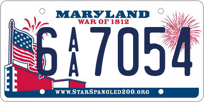 MD license plate 6AA7054