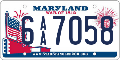 MD license plate 6AA7058
