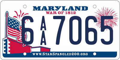 MD license plate 6AA7065