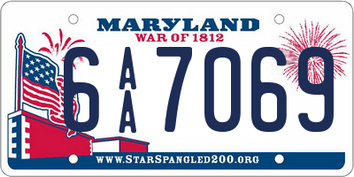 MD license plate 6AA7069
