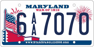 MD license plate 6AA7070