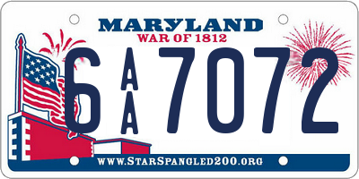 MD license plate 6AA7072